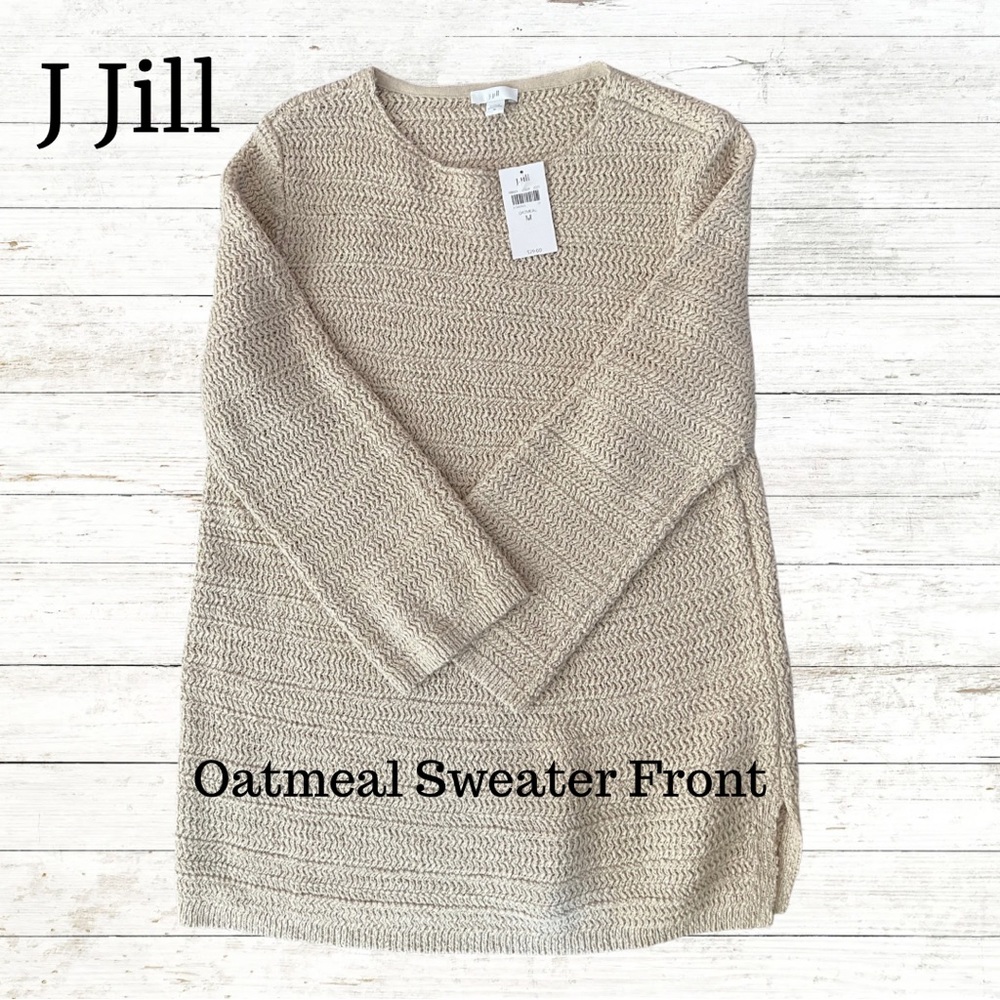 J Jill Oatmeal colored 3/4 sleeves sweater